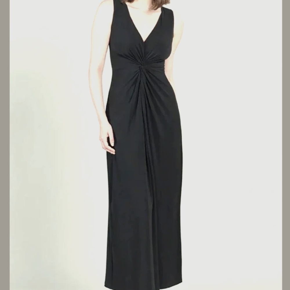 EUC Anthropologie BHLDN Sleeveless V-Neck Stretch Front Knot Maxi Dress Size 18